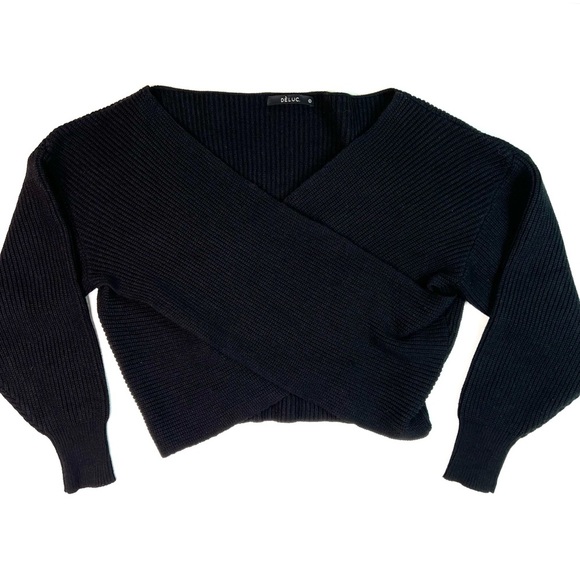Deluc Cross Front Sweater Black Size Small - Picture 4 of 8